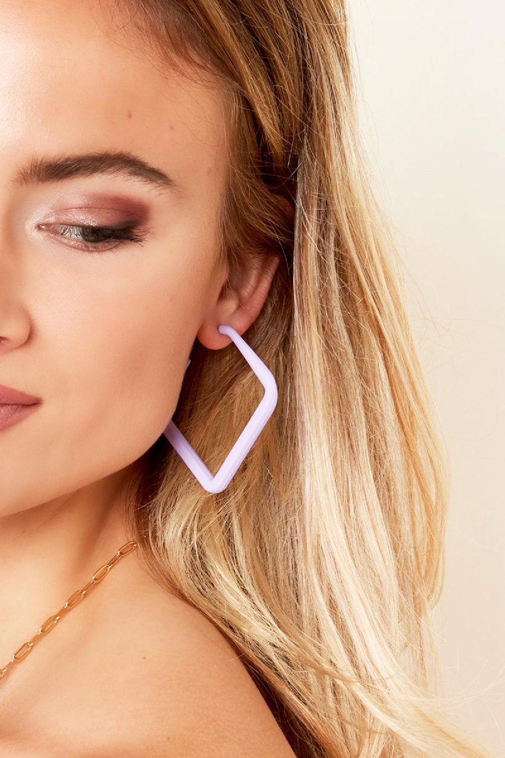 Matt karierte Ohrringe in Retro-Farben Mint Metall h5Bild4